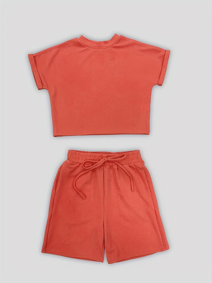 Zomerse dames set short en t-shirt in khaki kopen