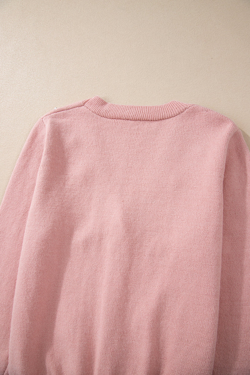 Roze kasjmier vest met parel voor dames | Ideaal voor herfst/winter