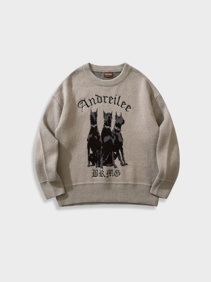 Casual gebreide vintage trui met Doberman patroon voor heren | Ideaal voor herfst/winter