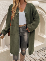Elegant lang fleece vest met knopen voor dames | Ideaal voor herfst/winter