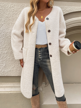 Elegant lang fleece vest met knopen voor dames | Ideaal voor herfst/winter