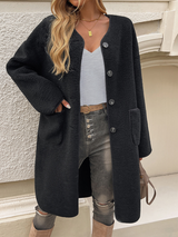 Elegant lang fleece vest met knopen voor dames | Ideaal voor herfst/winter