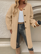 Elegant lang fleece vest met knopen voor dames | Ideaal voor herfst/winter