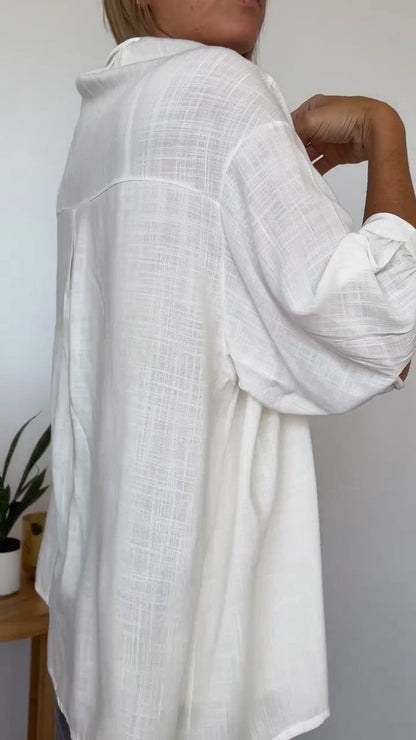 Zomerse dames blouse katoen linnen casual elegance