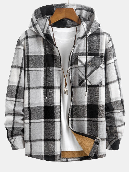 Teddy gevoerd geruit shirt met capuchon