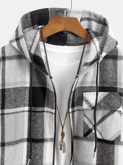 Teddy gevoerd geruit shirt met capuchon