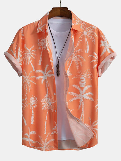 Zwarte rok met oranje palmprint en knoopsluiting