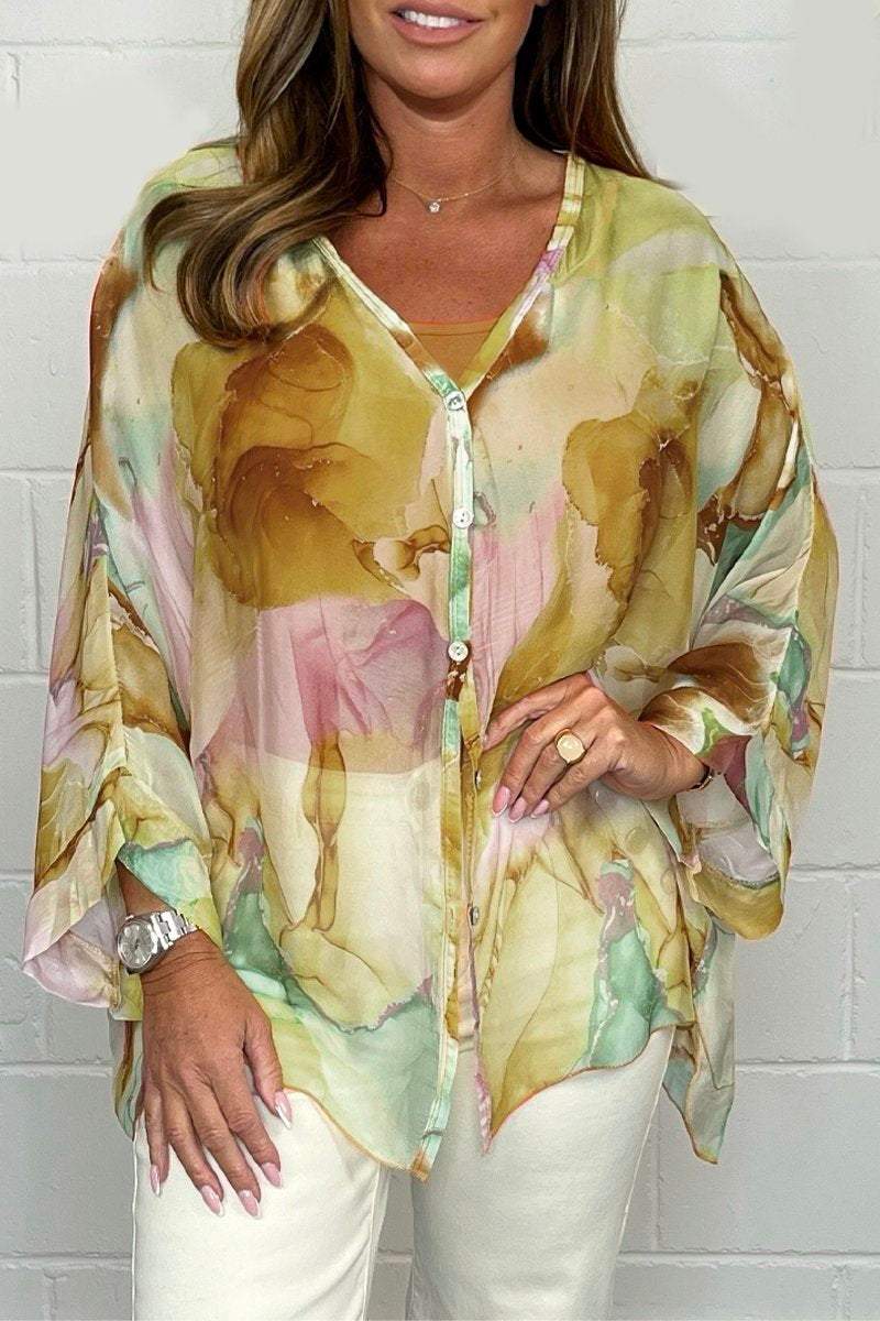 Zomerse dames blouse met bloemenprint en pofmouwen