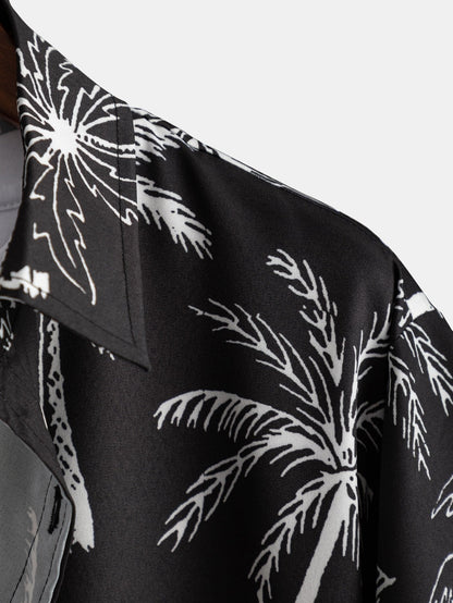 Zwarte rok met oranje palmprint en knoopsluiting