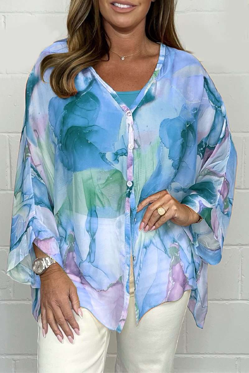 Zomerse dames blouse met bloemenprint en pofmouwen