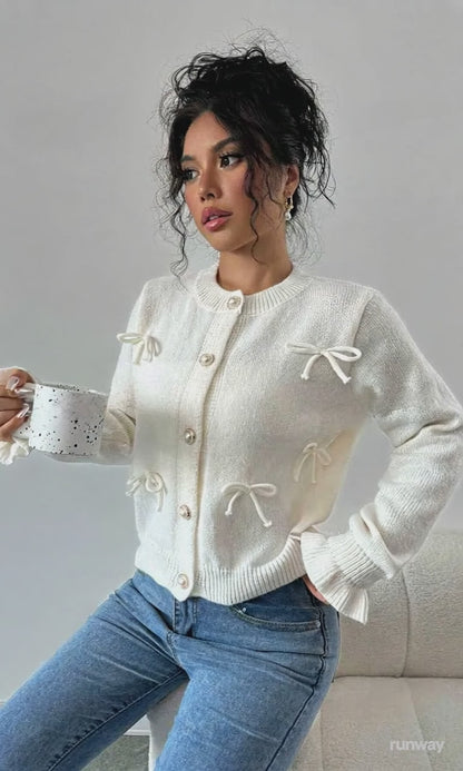 Elegant Effen Damesvest met Strikdetail | Perfect voor Herfst/Winter