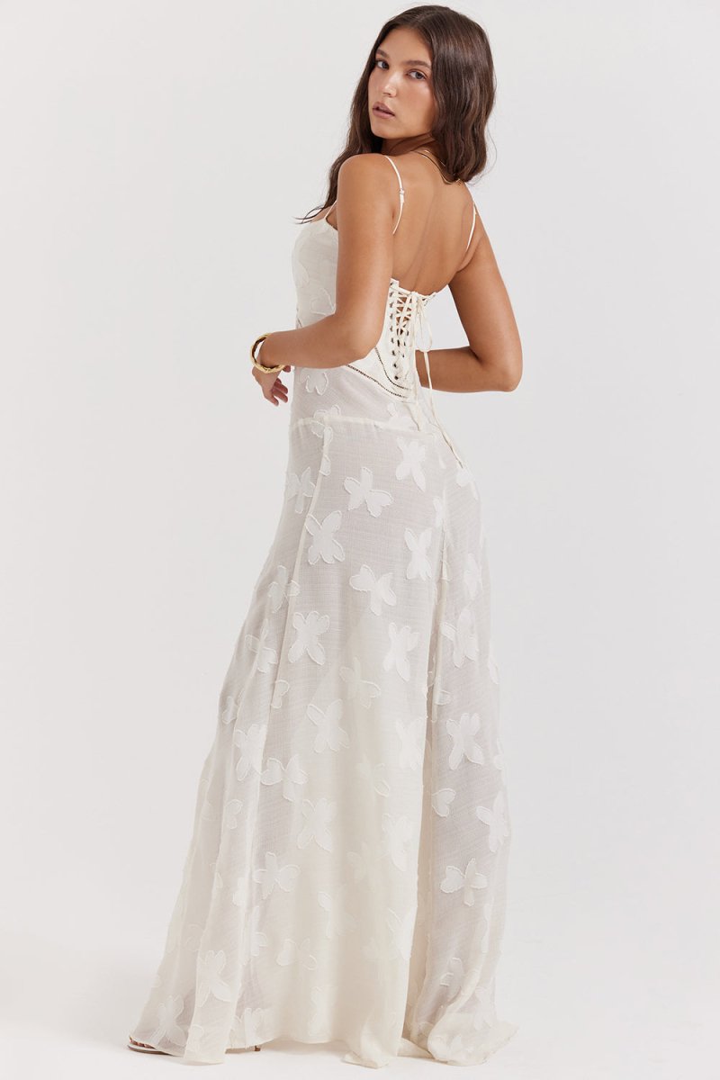 Witte vintage kanten korsetjurk zomerse elegantie