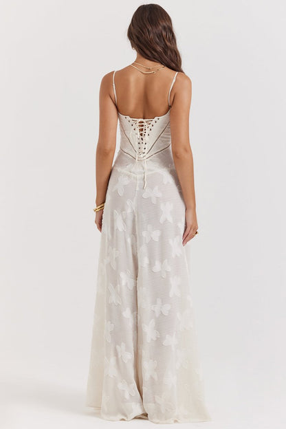 Witte vintage kanten korsetjurk zomerse elegantie