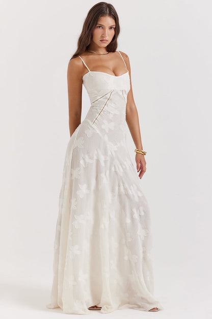 Witte vintage kanten korsetjurk zomerse elegantie