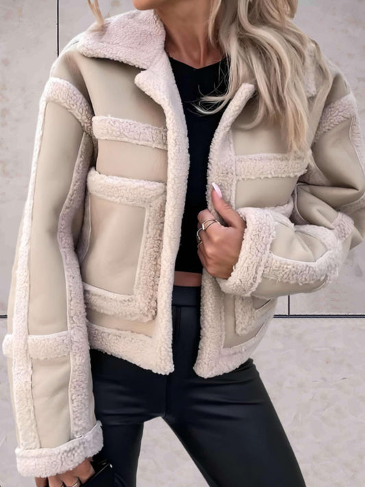 Elegante Warme Vegan Lederen Winterjas met Fleece Voering voor Vrouwen | Perfect voor Herfst/Winter