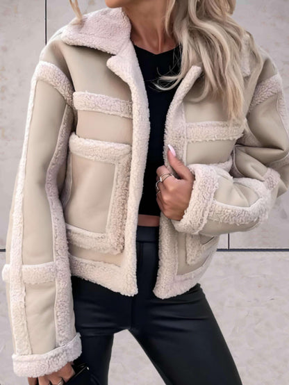Elegante Warme Vegan Lederen Winterjas met Fleece Voering voor Vrouwen | Perfect voor Herfst/Winter