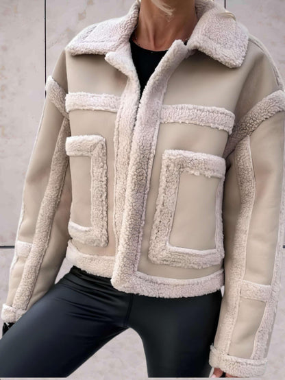 Elegante Warme Vegan Lederen Winterjas met Fleece Voering voor Vrouwen | Perfect voor Herfst/Winter