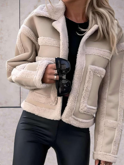 Elegante Warme Vegan Lederen Winterjas met Fleece Voering voor Vrouwen | Perfect voor Herfst/Winter