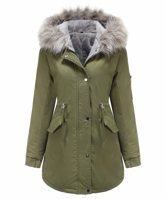 Zwarte waterdichte winterjas dames elegant en warm