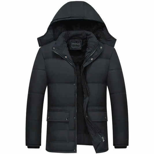 Zwarte waterdichte winterjas voor mannen stijlvol warm