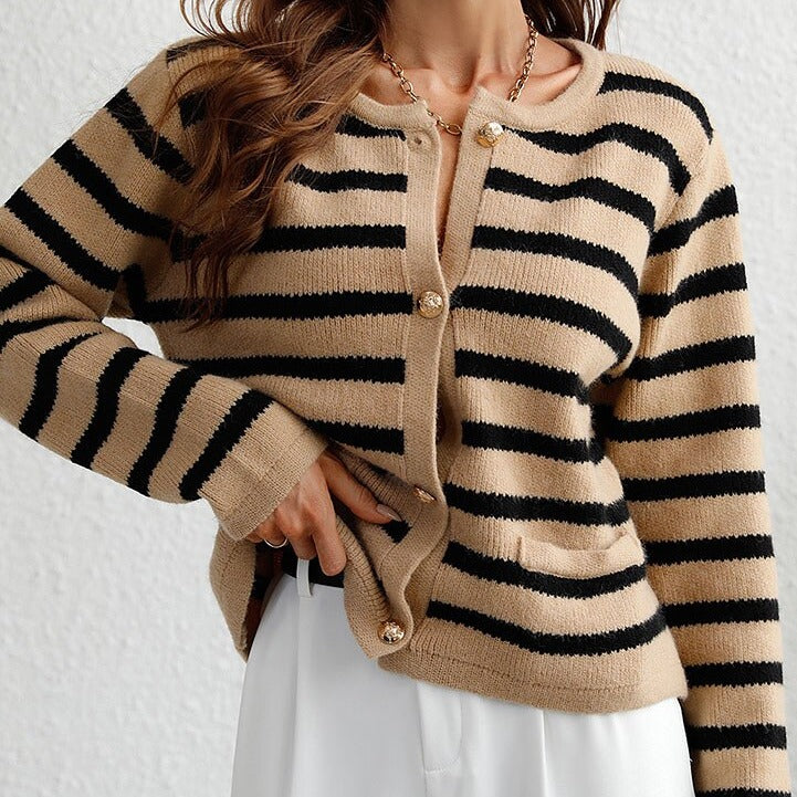 Elegant gestreept vest met knopen voor dames | Ideaal voor herfst/winter